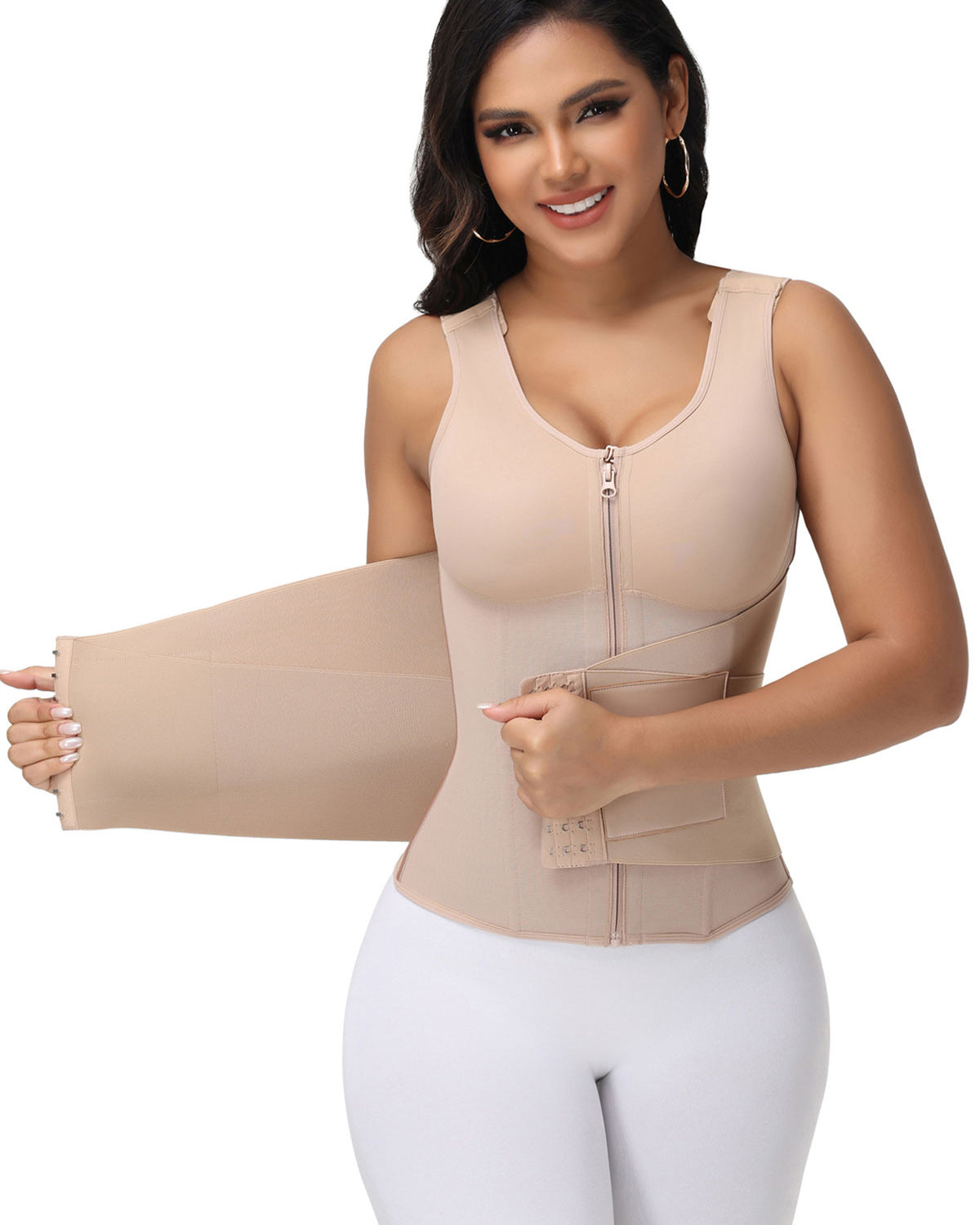Zipper & Button Double Pressure Waist Trainer