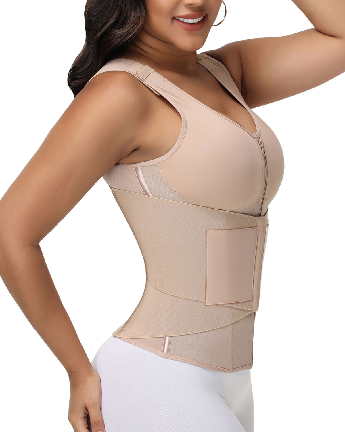 Zipper & Button Double Pressure Waist Trainer