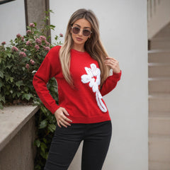 Long-sleeved Knitted Jacquard Solid Color Sweater