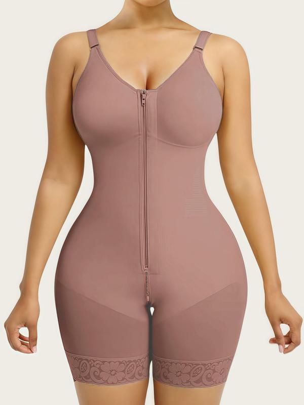 Breathable Leg Fabric Patchwork Bust Shaping Bodysuit