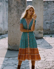 dress bohemian print dress