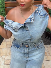Designer Patchwork Denim Jumpsuit