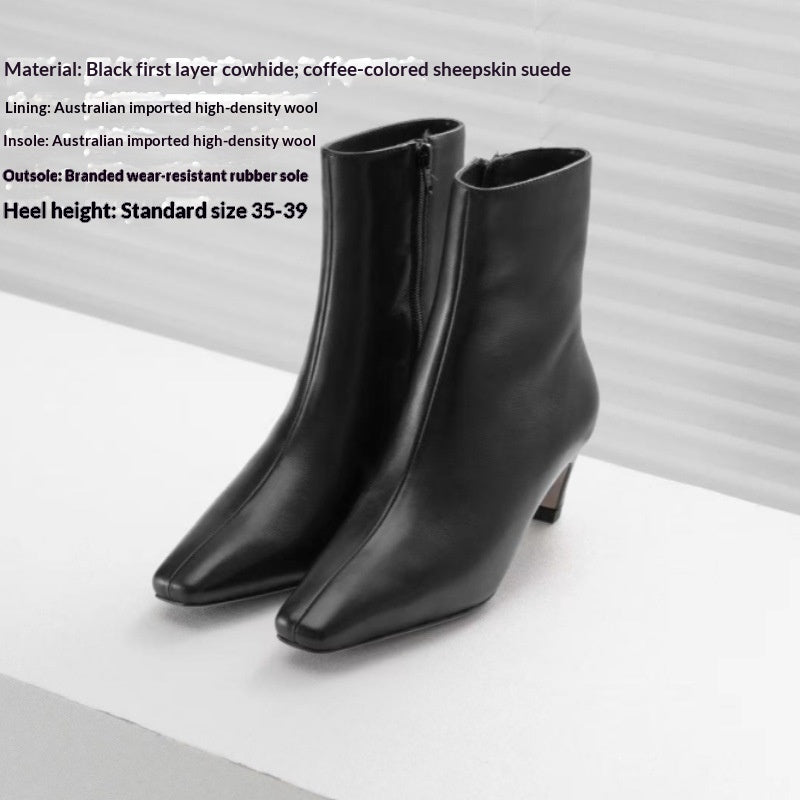 Womens Genuine Leather Snow Boots For Cowhide