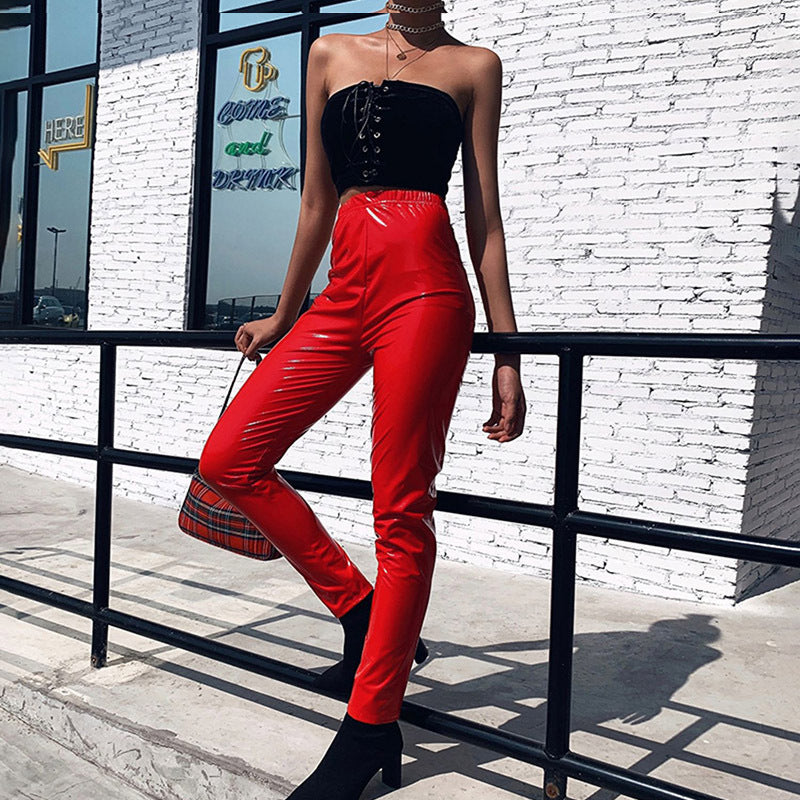 PU Laser Mirror Seven Color Leather Pants