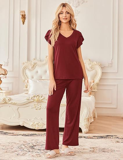 Home Wear Short-Sleeve Long-Pants Printed Set