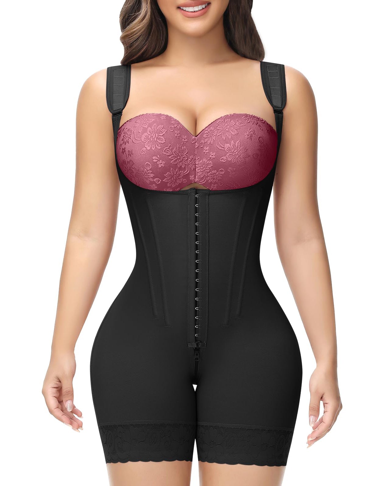 5095 Hook & Eye Tummy Control Zipper Crotch Shaping Bodysuit