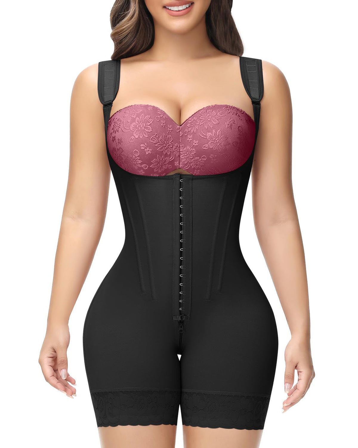 5095 Hook & Eye Tummy Control Zipper Crotch Shaping Bodysuit