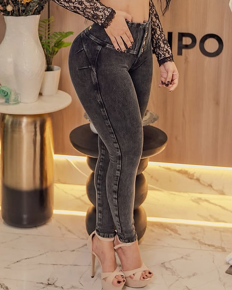 High-Stretch Slim-Fit Hip-Lifting Jeans