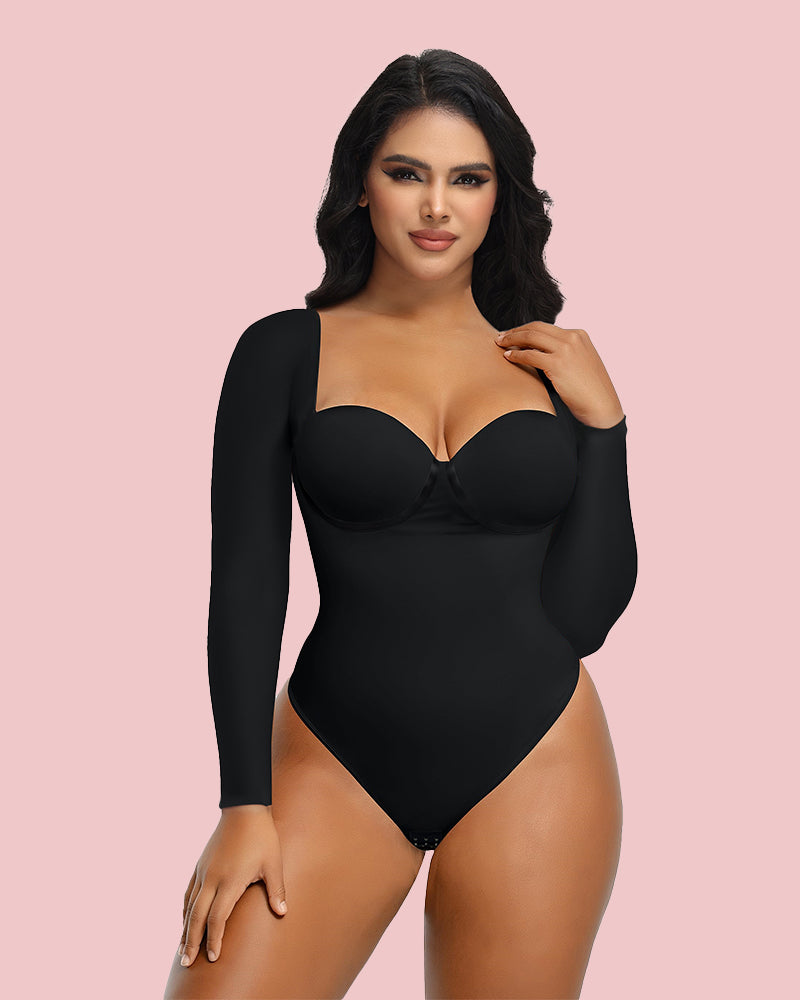 Long Sleeve Back Lace-up Thong Seamless Shapewear