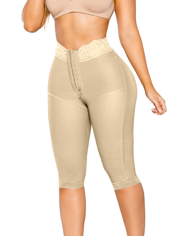 High Waisted Shaping Midi Pants Grommet Control