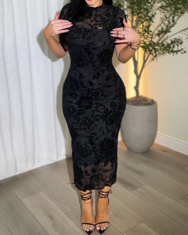 Sheer Mesh Bodycon Dress