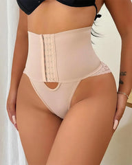 Front Closure Shapewear With Lace Trimmed Tummy Control Butt Lifter Faja Panties
