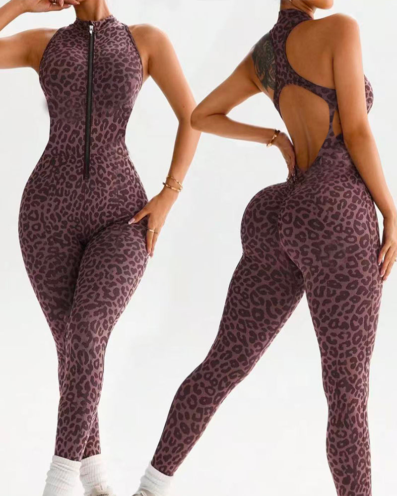 Leopard Print Yoga Jumpsuit
