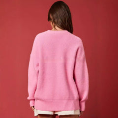 Christmas Embroidered Long Sleeve Pullover Round Neck Loose Top