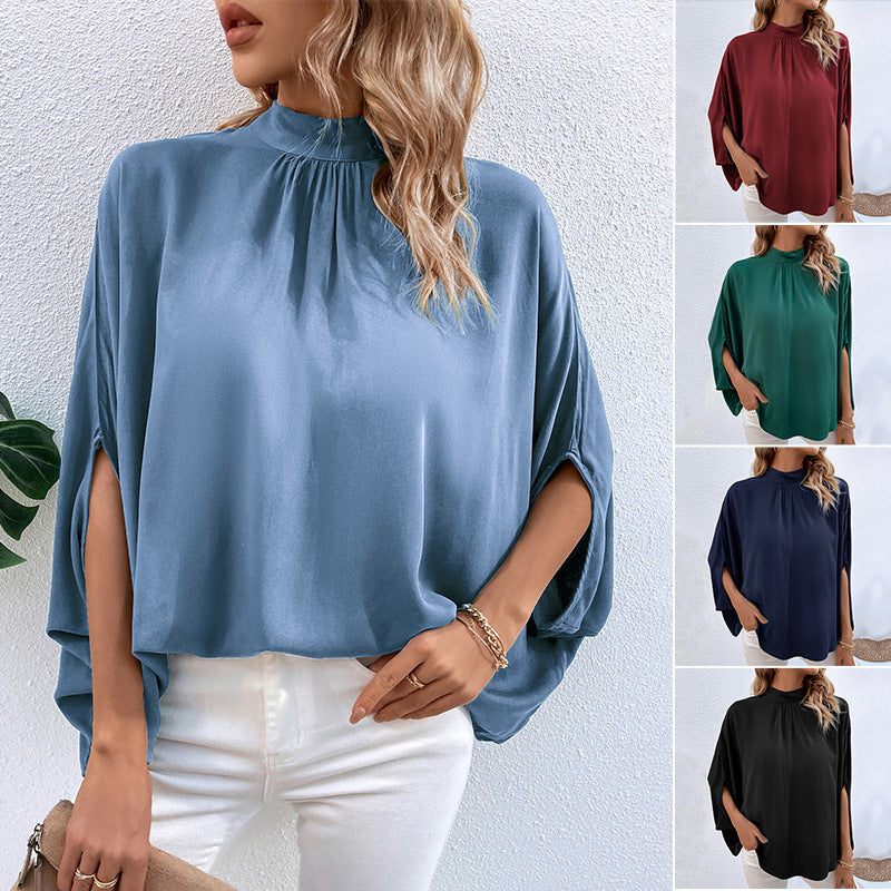 And Irregular Lace-up Half-turtleneck Shirt
