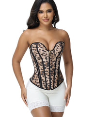 Removeable Strap Waist Trainer Leopard print Corest with Front Zipper
