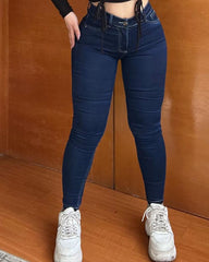 Solid Color Skinny Jeans For Women
