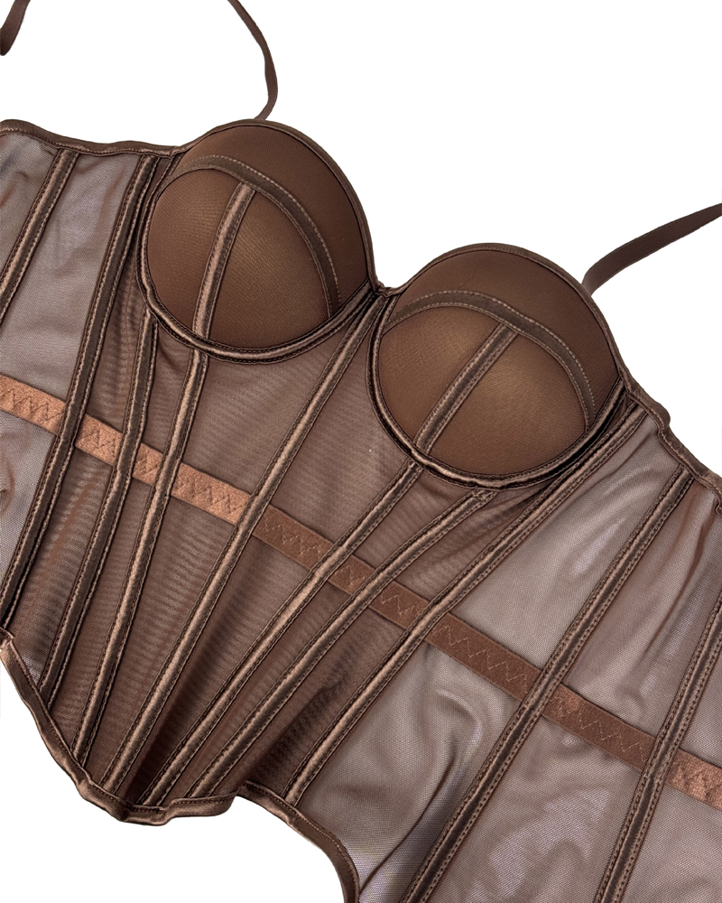 Mesh Suspender Corset Top
