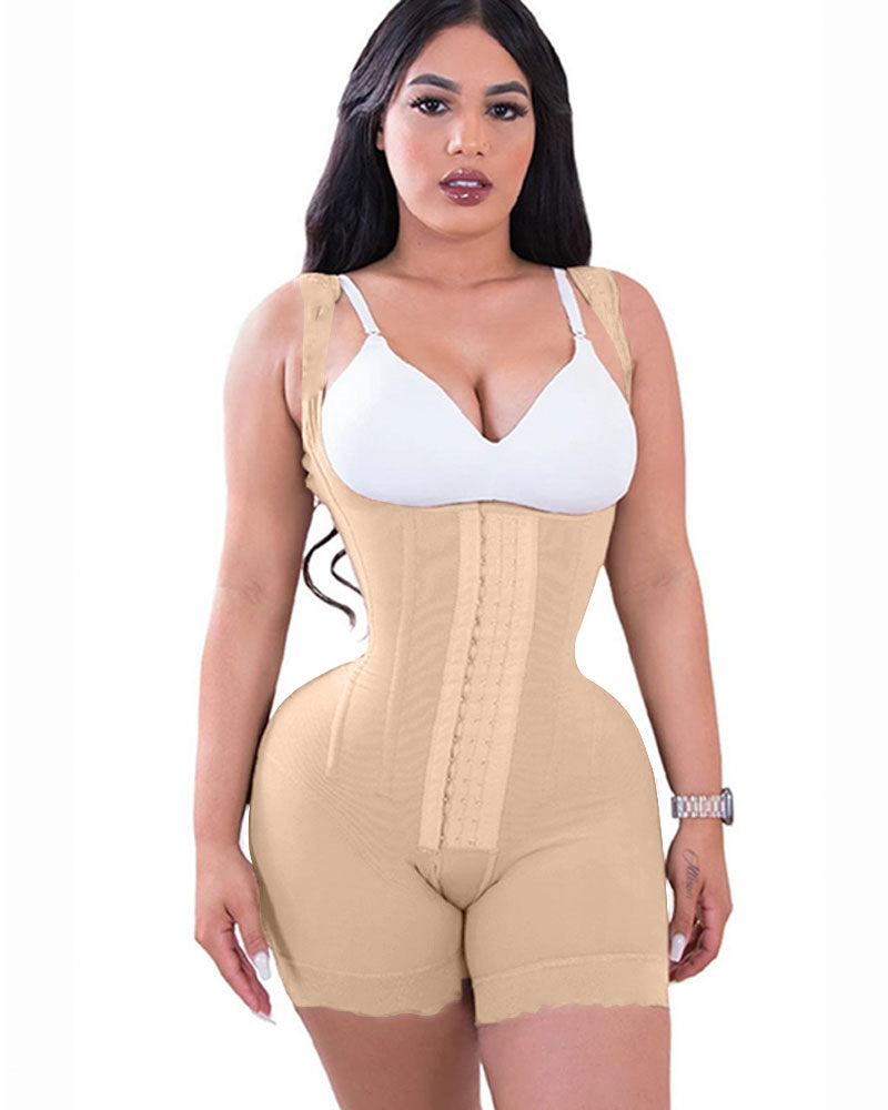 High Double Compression Garment Abdomen Control Hook And Eye Closure Tummy Control Adjustable Bodysuit