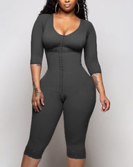 Bodyshaper For Hook And Eye Closure Long Sleeve Tummy Control Breast Support Bodysuit Shapewear