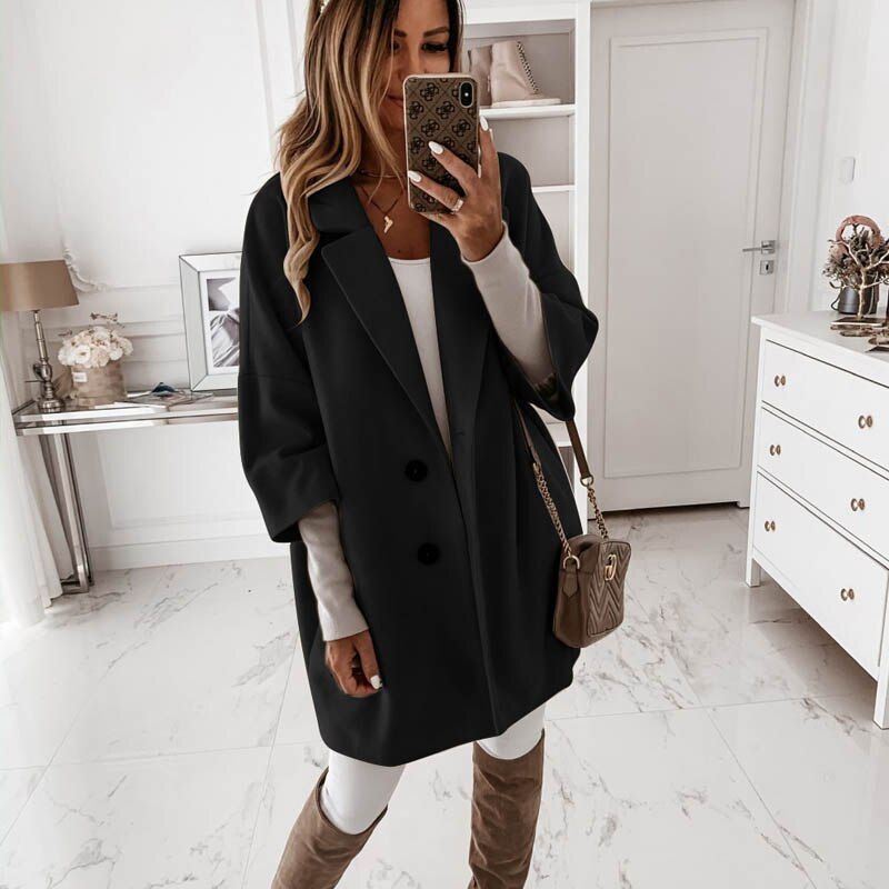 Coats 2XL Plus Long Wool Size Warm Elegant Vintage Coat khaki Jacket