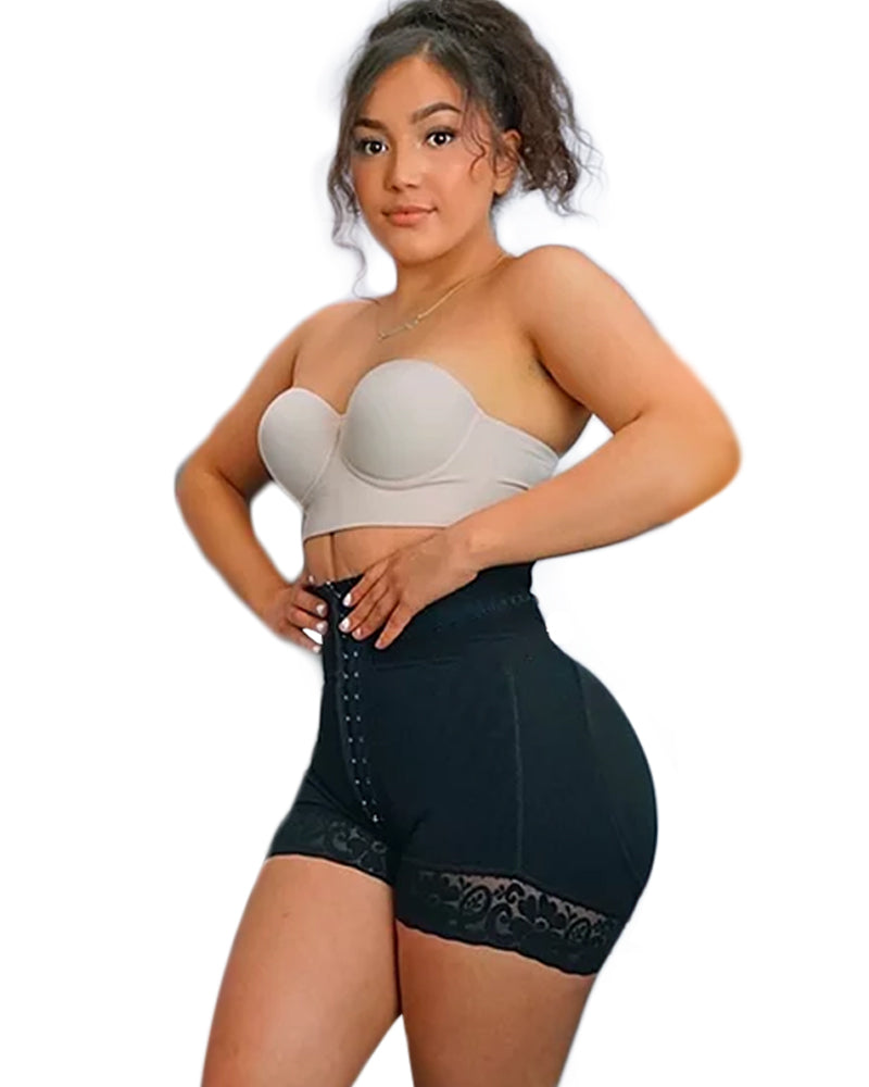 BBL Shorts Double Compression High Waisted Hook & Eye Control  With Mid-section Tummy Control Curvy Fit