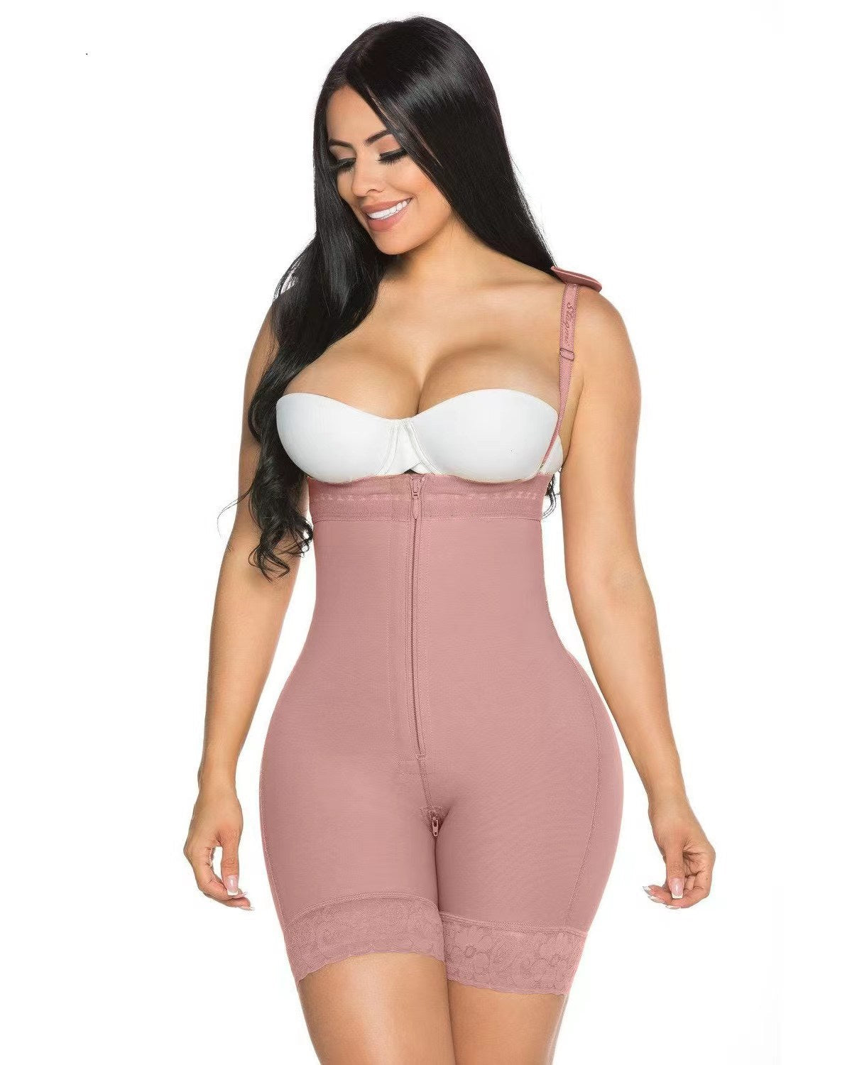 Double Compression Shapewear Open Bust Tummy Control with Zipper
