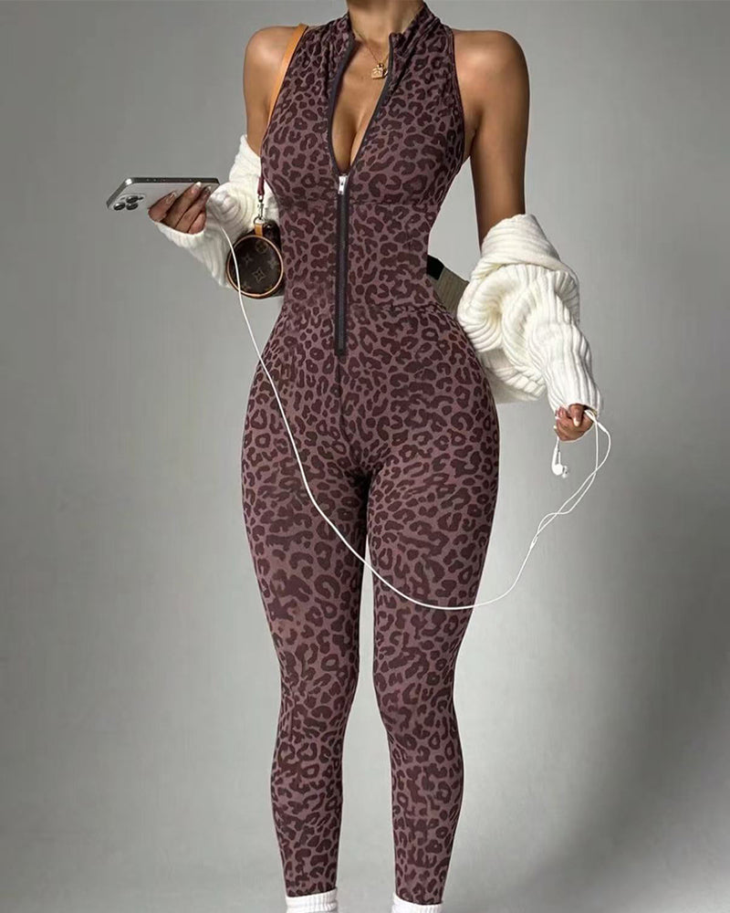 Leopard Print Yoga Jumpsuit