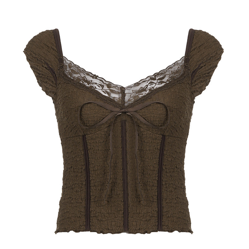 Brown Vintage Bow Top
