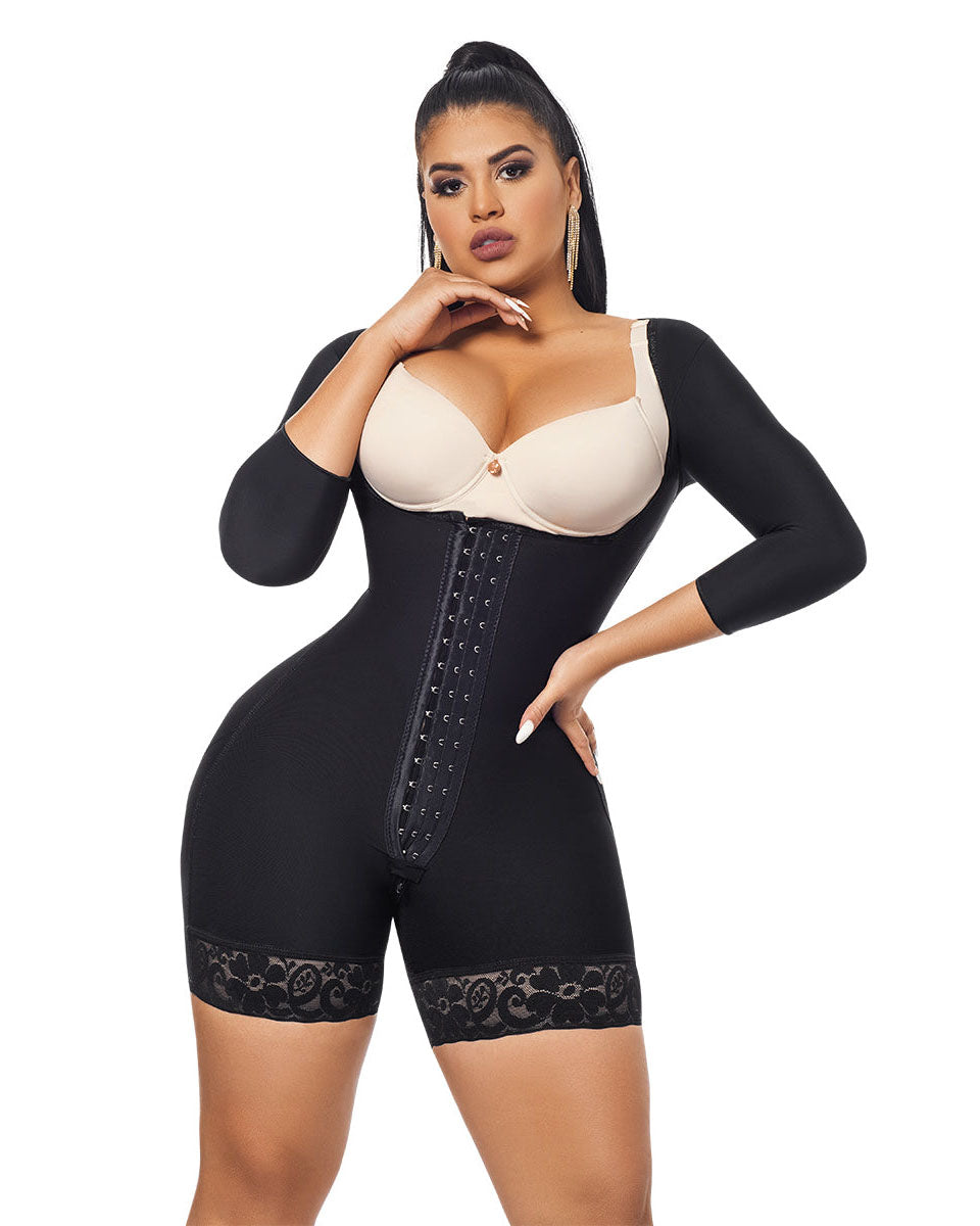 High Compression Tummy Control  Hourglass Fajas Colombianas With Sleeves