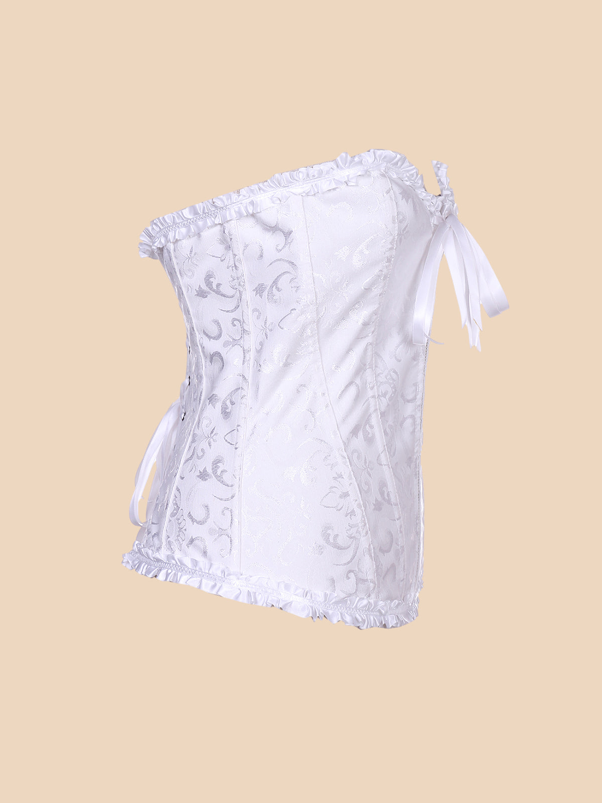 Brocade Sweetheart Corset With Ruffle Trim