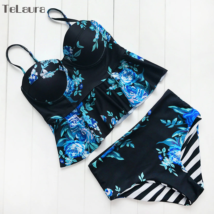 Bikini Swimwear Push Up Swimsuit High Waisted Bathing Suit Floral Biquini Two Piece Bikinis Tankini Beachwear