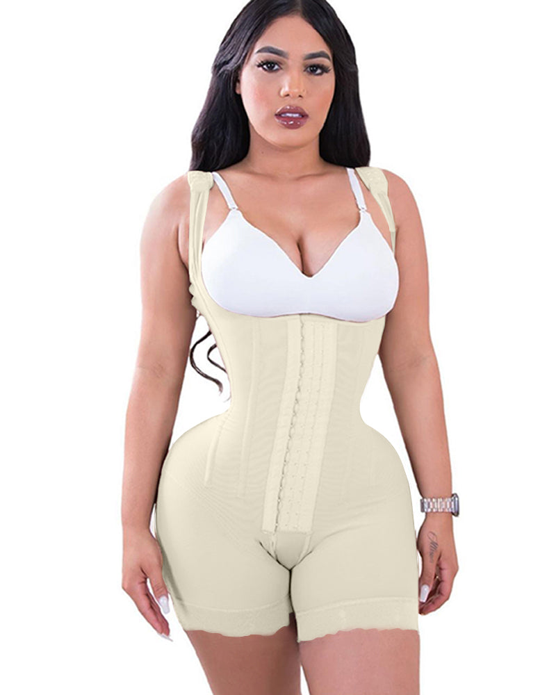 High Double Compression Garment Abdomen Control Hook And Eye Closure Tummy Control Adjustable Bodysuit