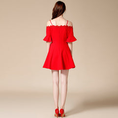 Slimline A-line dress lace strapless off-the-shoulder dress