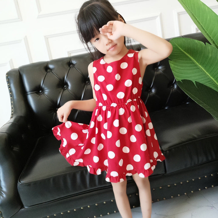 Family Matching Sand Beach Dress Set â€?& Kids' Short Sleeve Polka Dot Dresses