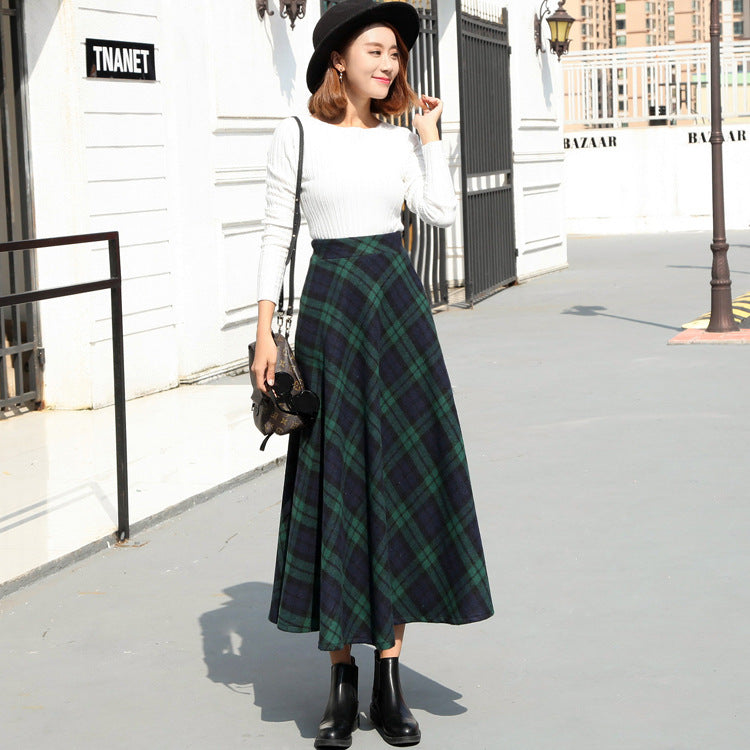 and high-waisted skirt slim woolen skirt