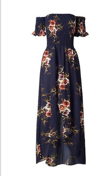 Boho style long dress Off shoulder beach dresses