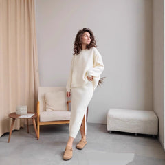 Knitted Overskirt Suit Sweater Split Hip Skirt Elegant