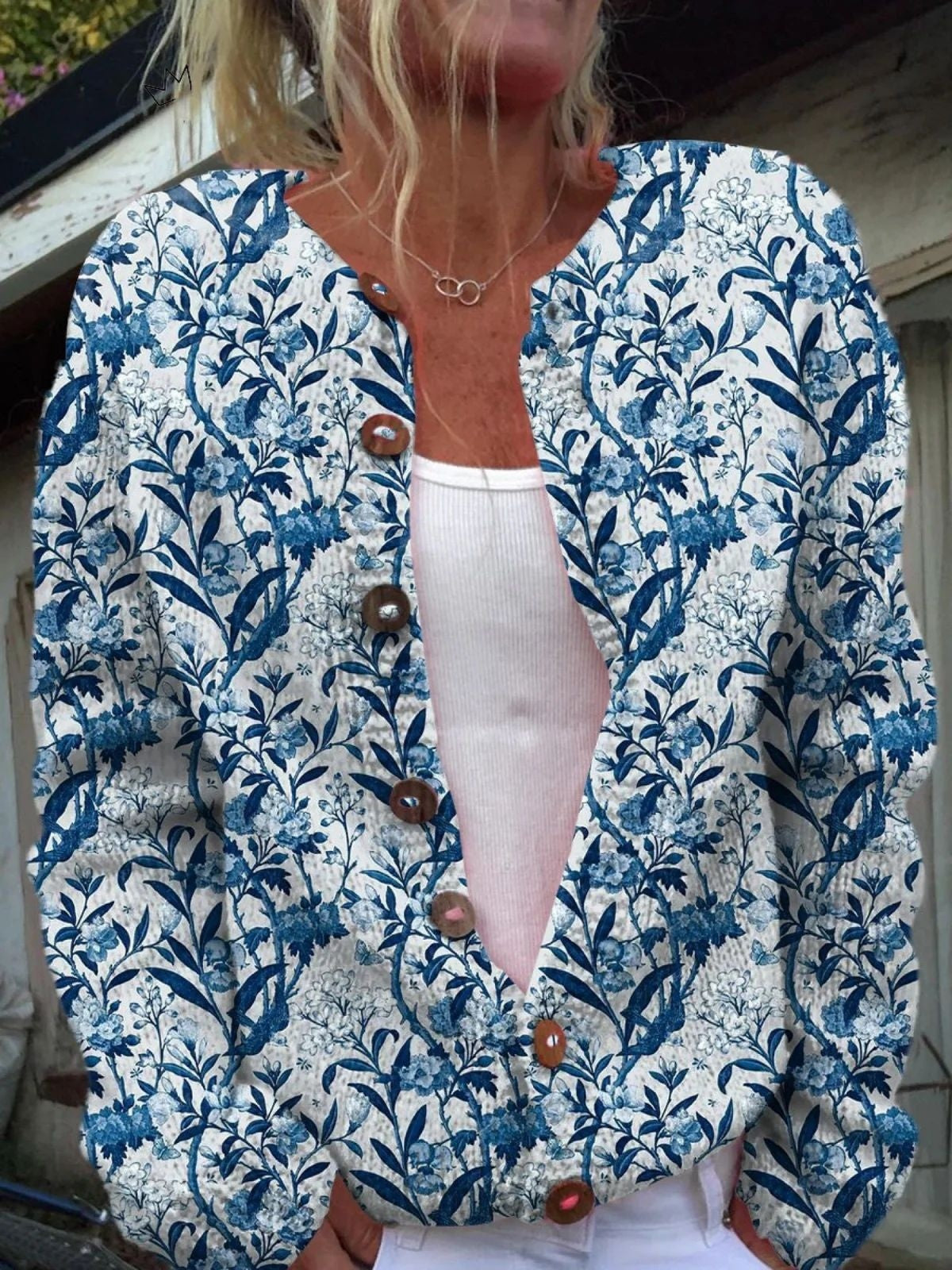 And Style Loose 3D Printed Knitted Cardigan Sweater