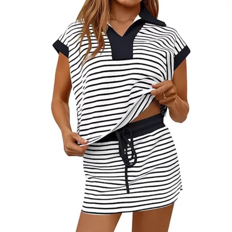 V-neck Loose Short-sleeve Set
