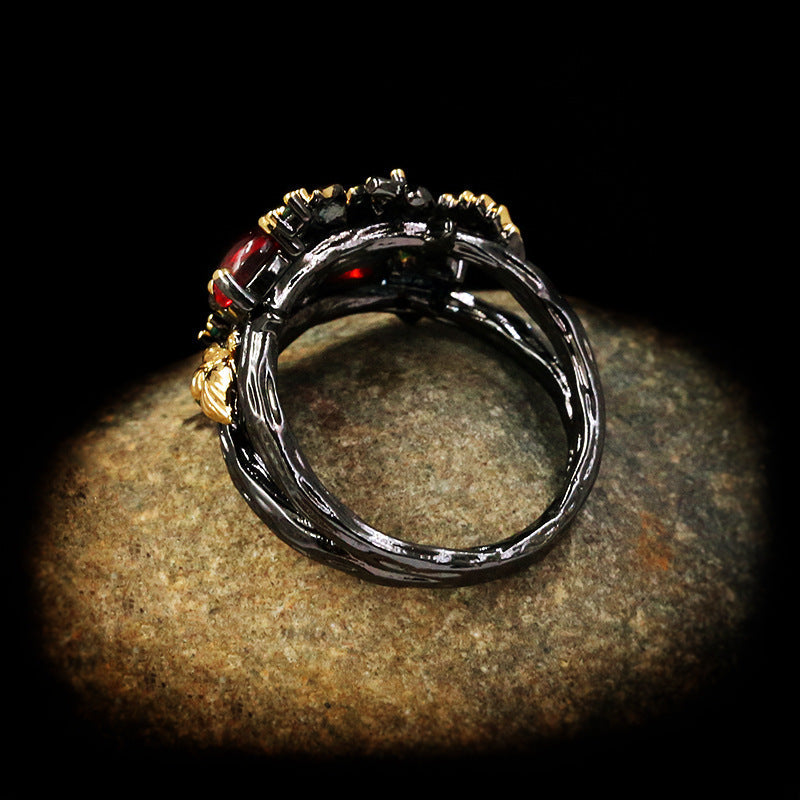 Trendy Colorful Flower Angel Two-Tone Ring For Cross-Border Jewelry