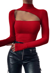 Irregular Slim Long-Sleeved Blouse Women