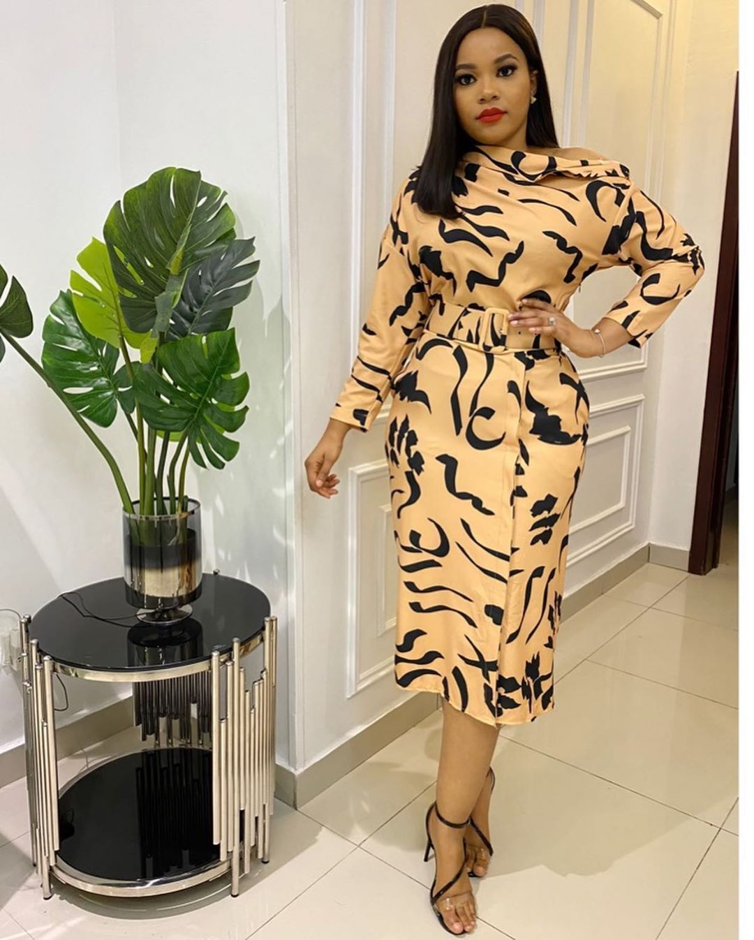 Sleeve Strapless Plus Size Dress For With Belt