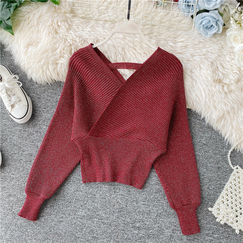 Knit Sweater Halter Two-Piece Suit hip Sweater Dress
