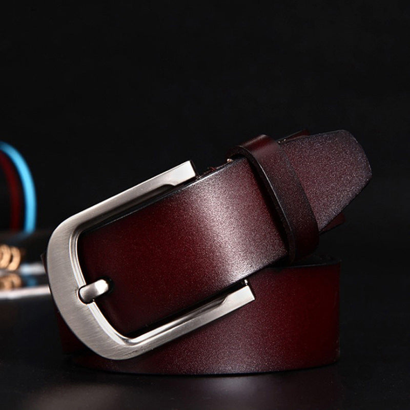 Men's Vintage Cowskin Leather Jean Belt â€?Wide Pin Buckle Design