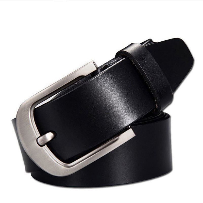 Men's Vintage Cowskin Leather Jean Belt â€?Wide Pin Buckle Design