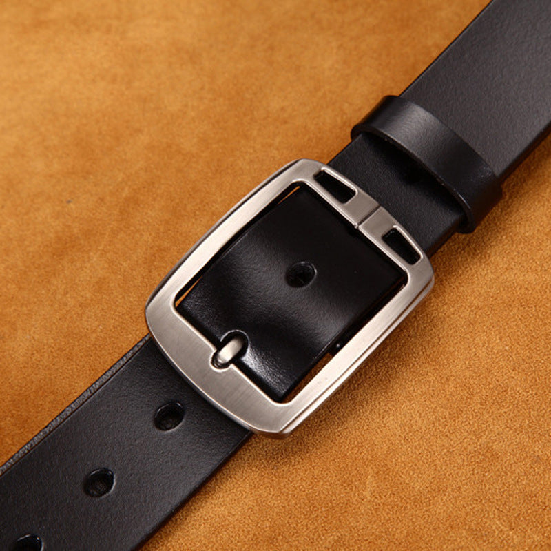 Men's Vintage Cowskin Leather Jean Belt â€?Wide Pin Buckle Design