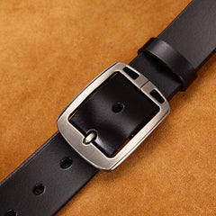 Men's Vintage Cowskin Leather Jean Belt â€?Wide Pin Buckle Design