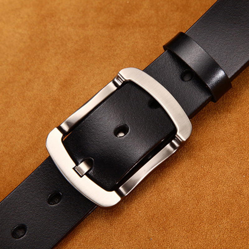 Men's Vintage Cowskin Leather Jean Belt â€?Wide Pin Buckle Design
