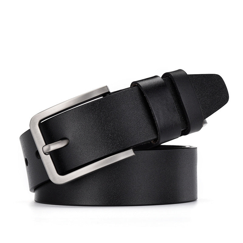 Men's Vintage Cowskin Leather Jean Belt â€?Wide Pin Buckle Design